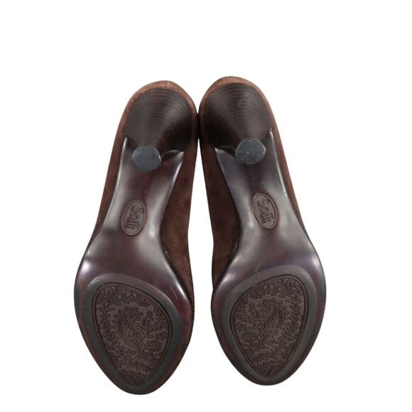 Sofft Shoes Womens 9.5 Pumps Heels Leather Fashion Peep Toe Classic Brown Bow - Picture 11 of 15